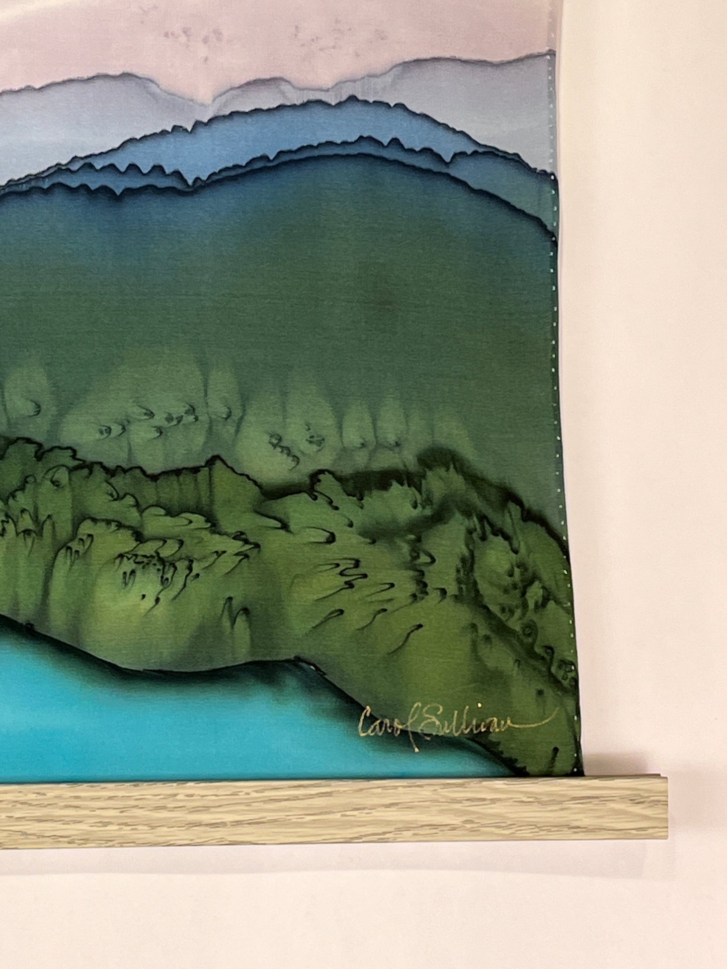 "Stormy Day at the Lake” - Hand-dyed Silk Wall Hanging