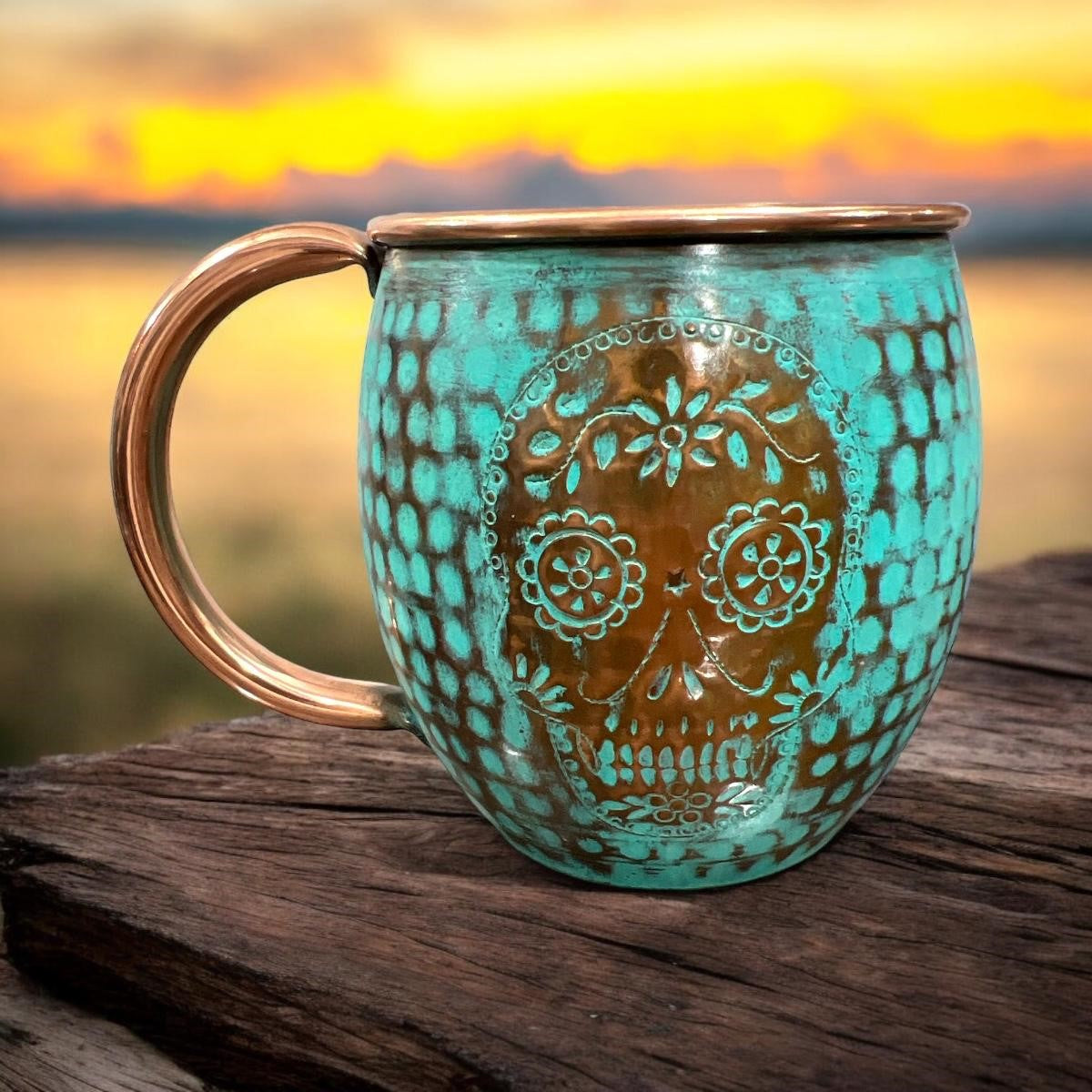 Day of the Dead Hammered and Turquoise Patina