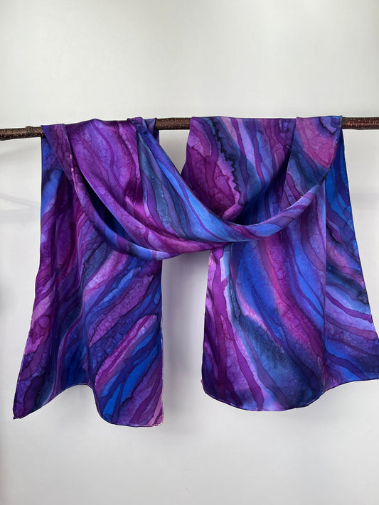 Purple Flow - Hand-dyed Silk Scarf
