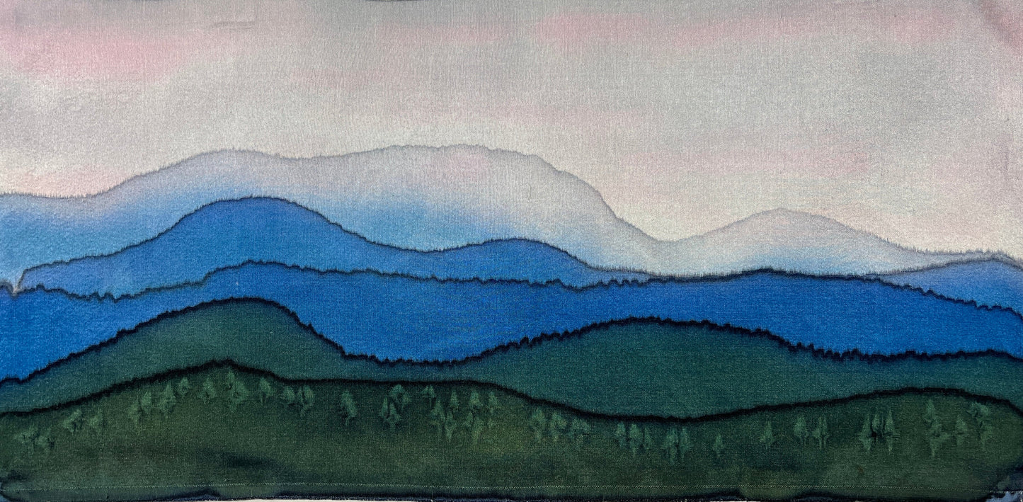"Summer Mountain Morning” - Hand-dyed Silk Wall Hanging
