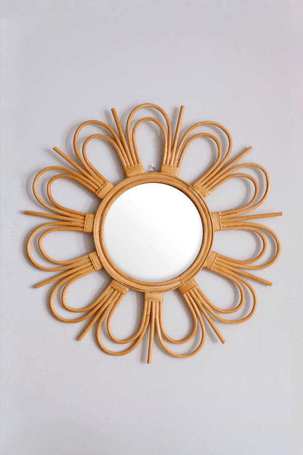 Splash of Sunshine - Bong Sunburst Natural Rattan Mirror