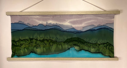 "Stormy Day at the Lake” - Hand-dyed Silk Wall Hanging