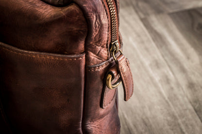 Slick Leather Brief Bag - Laptop transportation with casual style