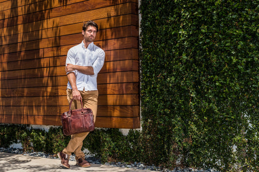 Slick Leather Brief Bag - Laptop transportation with casual style