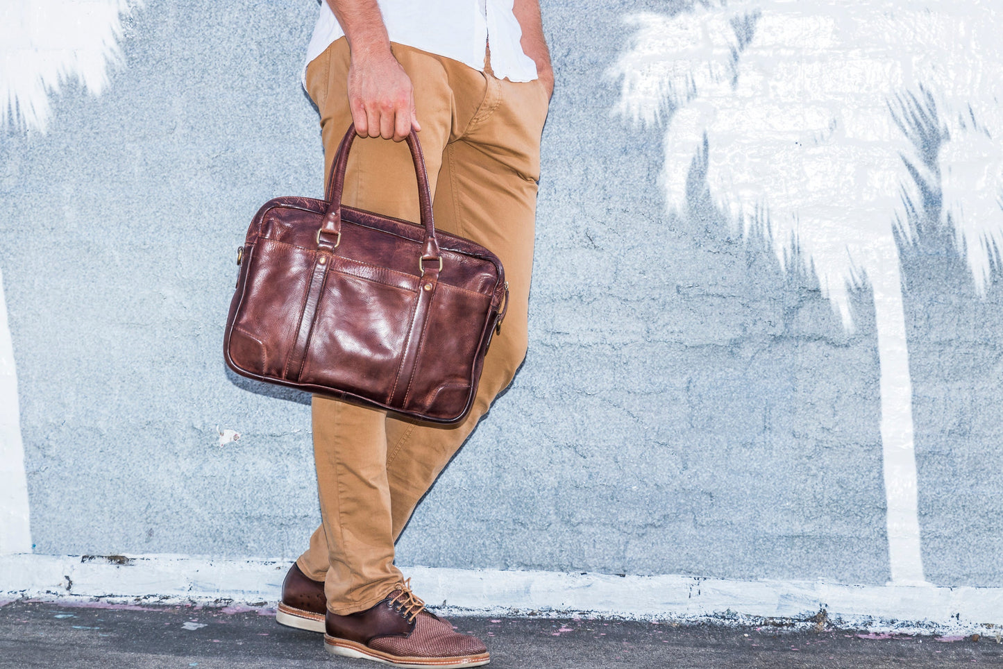 Slick Leather Brief Bag - Laptop transportation with casual style