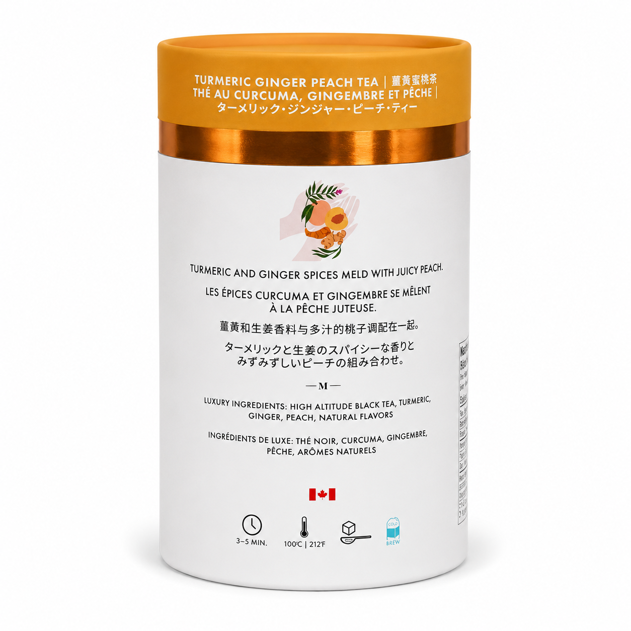 Turmeric Ginger Peach Luxury Tea | Canadian | 24ct
