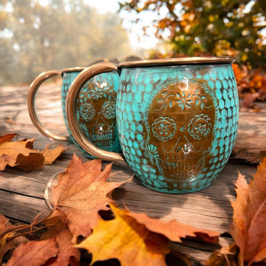 Day of the Dead Hammered and Turquoise Patina