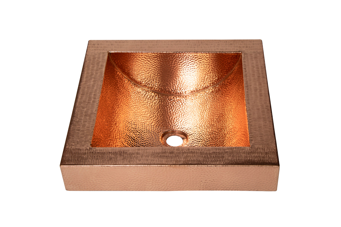 Apron Curved Bottom Hammered Copper Bathroom Sink