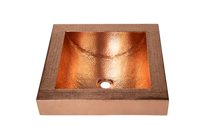 Apron Curved Bottom Hammered Copper Bathroom Sink