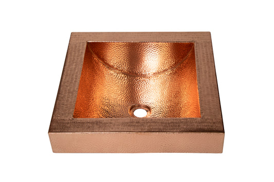 Apron Curved Bottom Hammered Copper Bathroom Sink