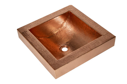 Apron Curved Bottom Hammered Copper Bathroom Sink