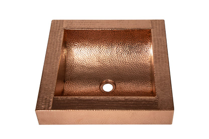 Apron Curved Bottom Hammered Copper Bathroom Sink