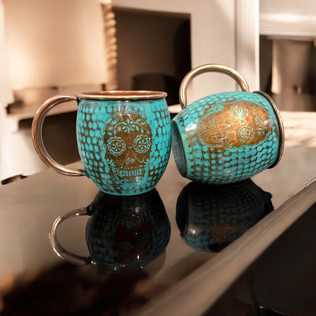 Day of the Dead Hammered and Turquoise Patina