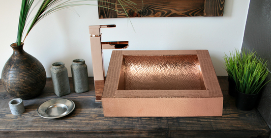 Apron Curved Bottom Hammered Copper Bathroom Sink